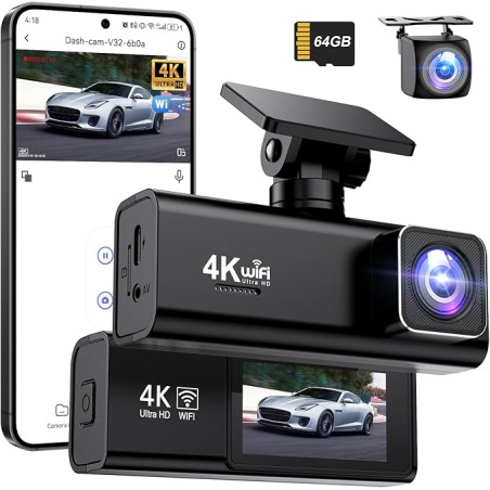 دوربین خودرو جلو و عقب 4K + 1080P با FSAVUSCAM V-32 WIFI