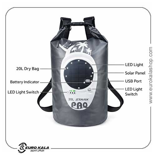 کوله ضدآب LED خورشیدی 20 لیتری Solar LED Waterproof Dry